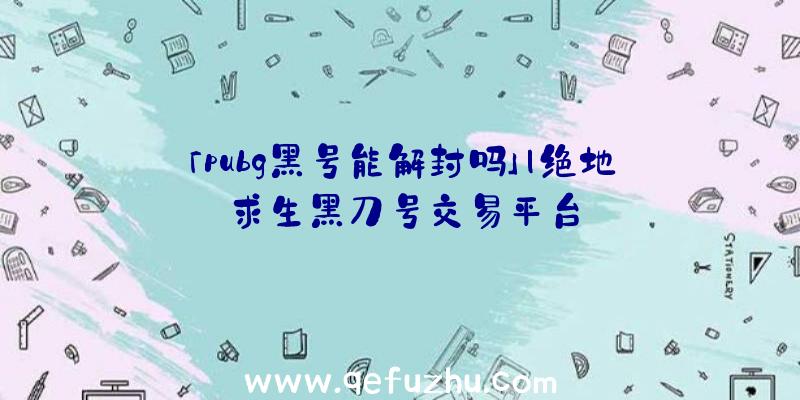 「pubg黑号能解封吗」|绝地求生黑刀号交易平台